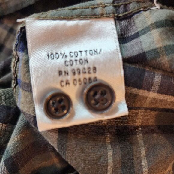 Bugatchi Men's Button Down Shirt Plaid Long‎ Sleeve Medium Green Western - Picture 8 of 11